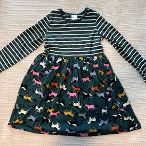 Hanna Andersson Green Striped and Animal Print Dress